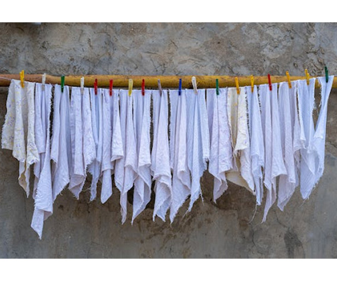 Washed Rags Drying on a Clothesline