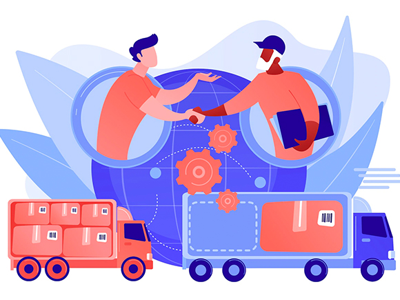 Illustration of worldwide shipping service in China