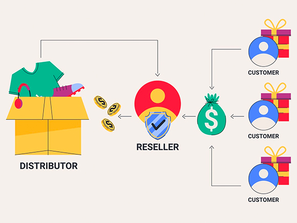 Online process of selling products illustration