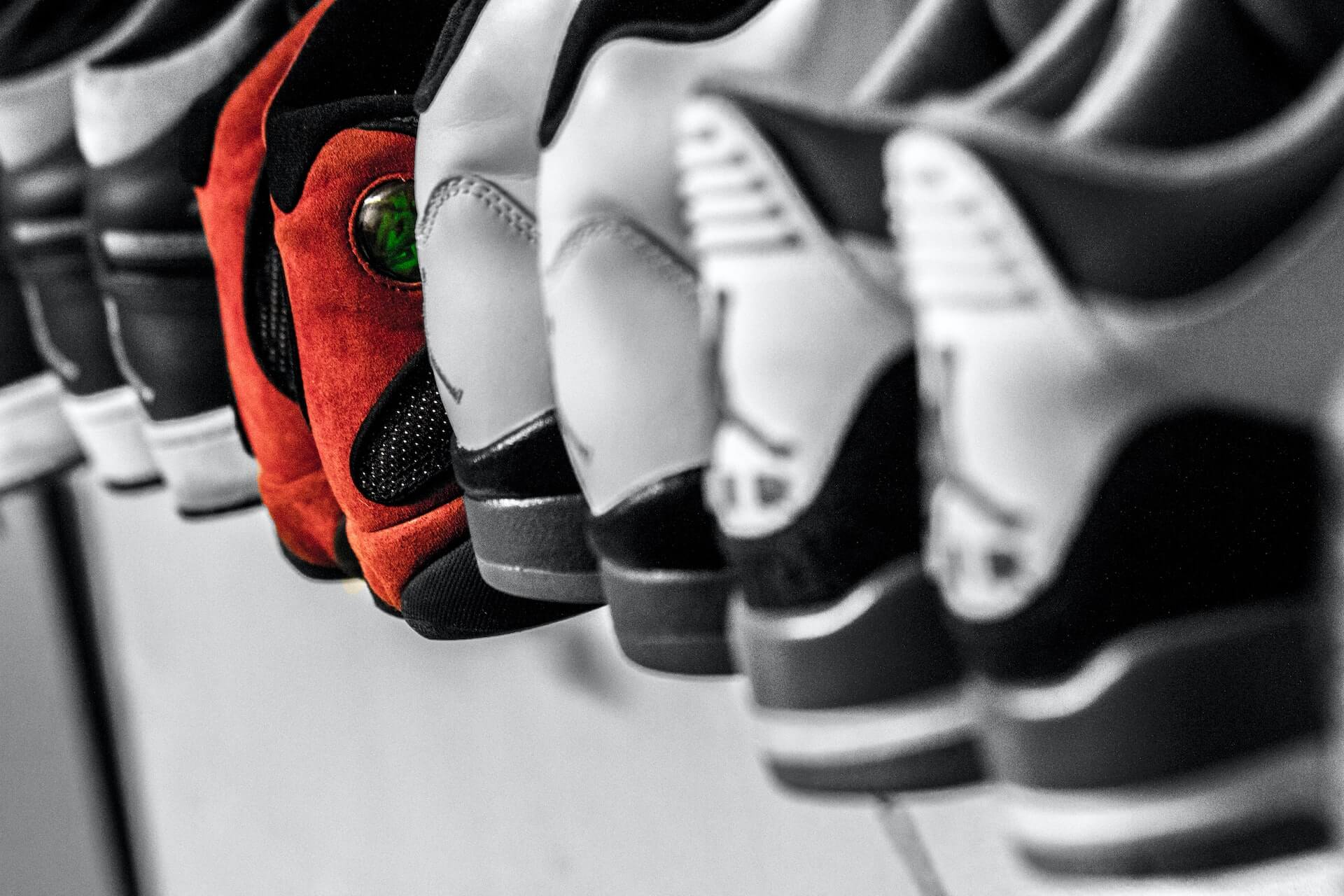 Sneakers on a rack
