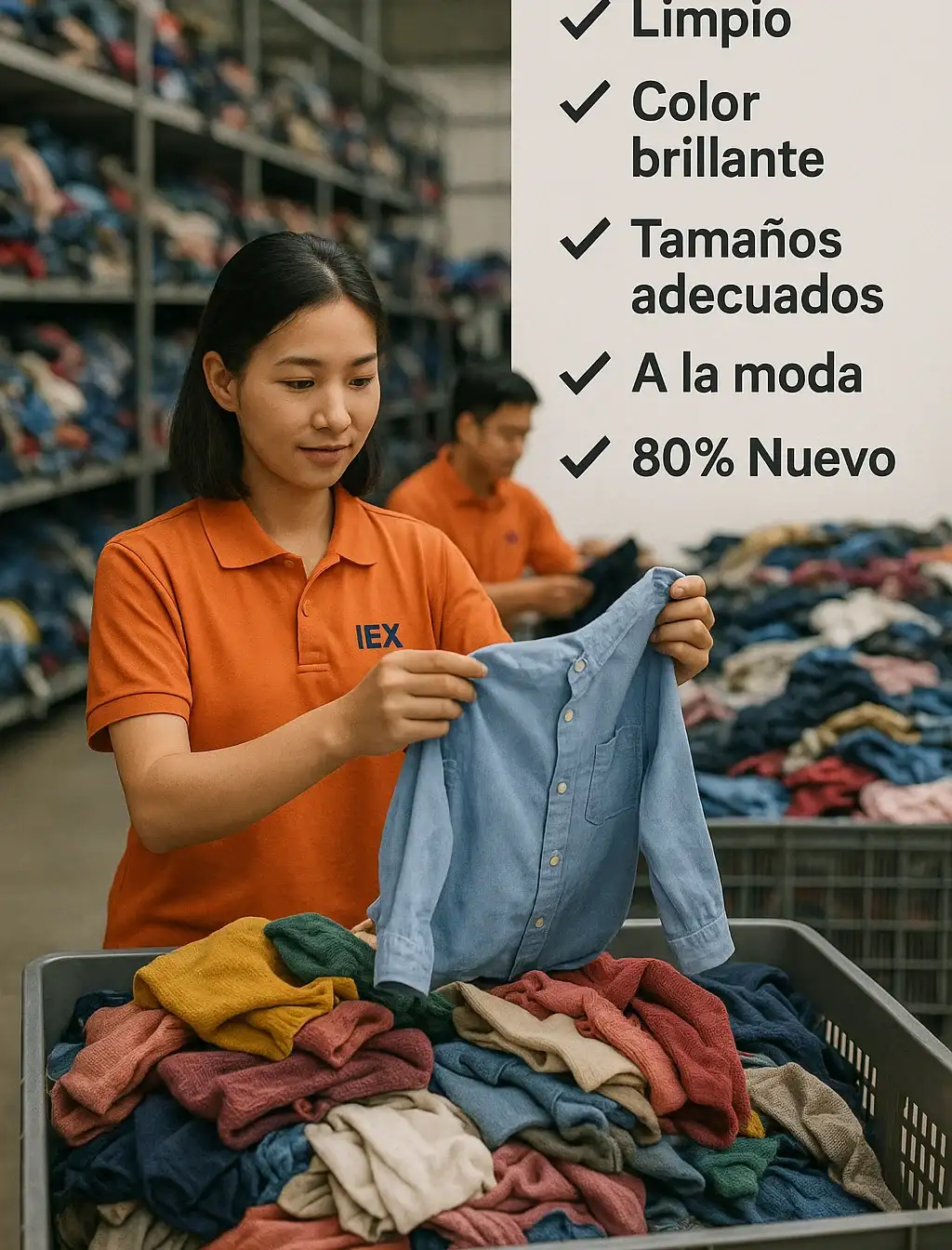 A seasoned worker is sorting second-hand clothing piece by piece to ensure premium quality.