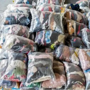 unsorted used clothing bales