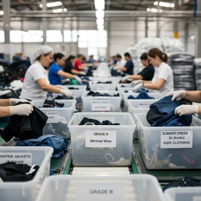 Selected second hand clothing sorting