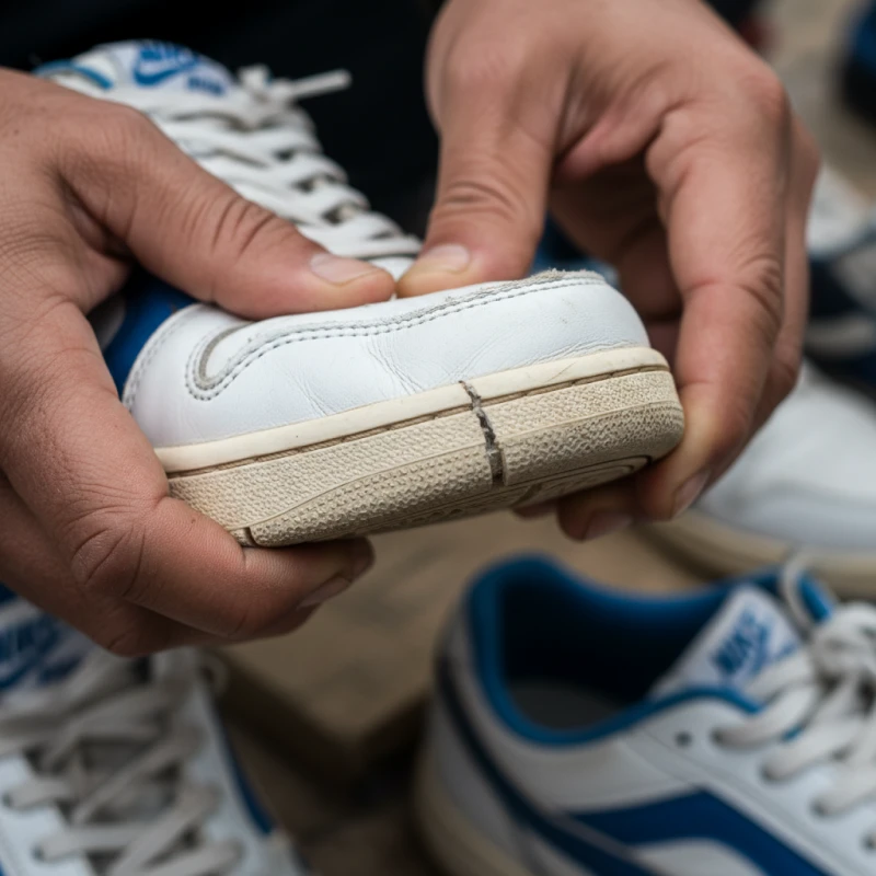 Used shoes being inspected before wholesale packing