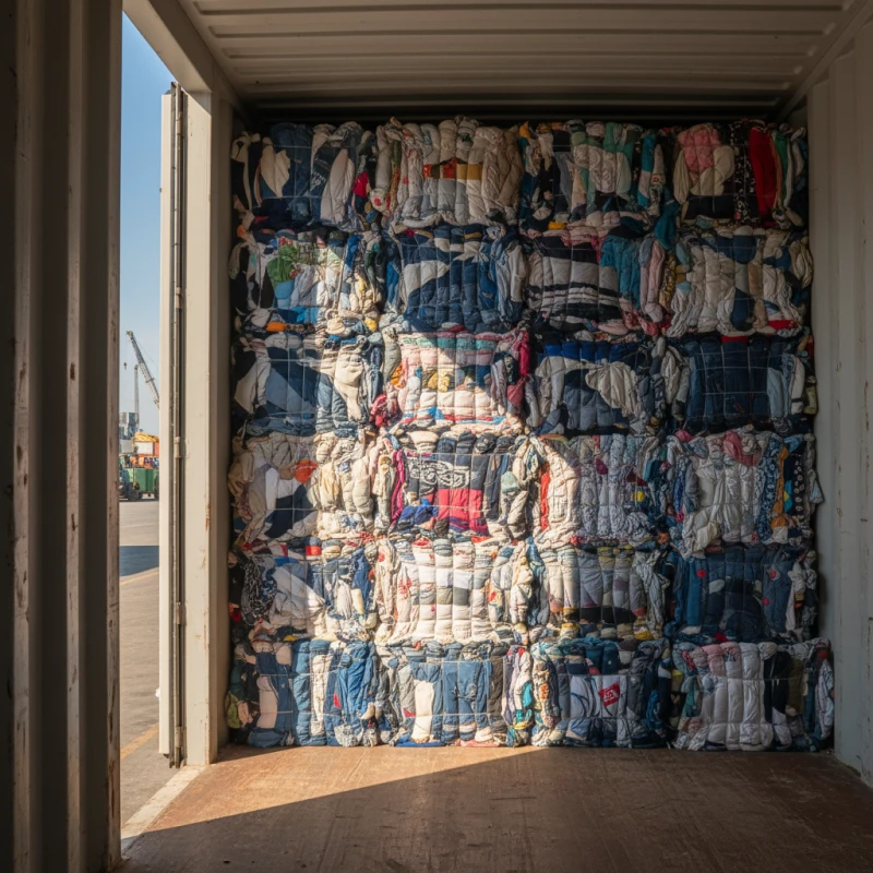 Container loading inspection steps for second hand clothing