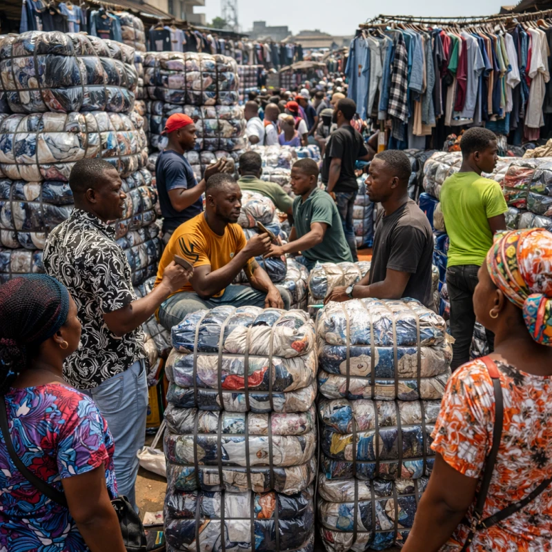 Nigerian Open Thrift Market Scene