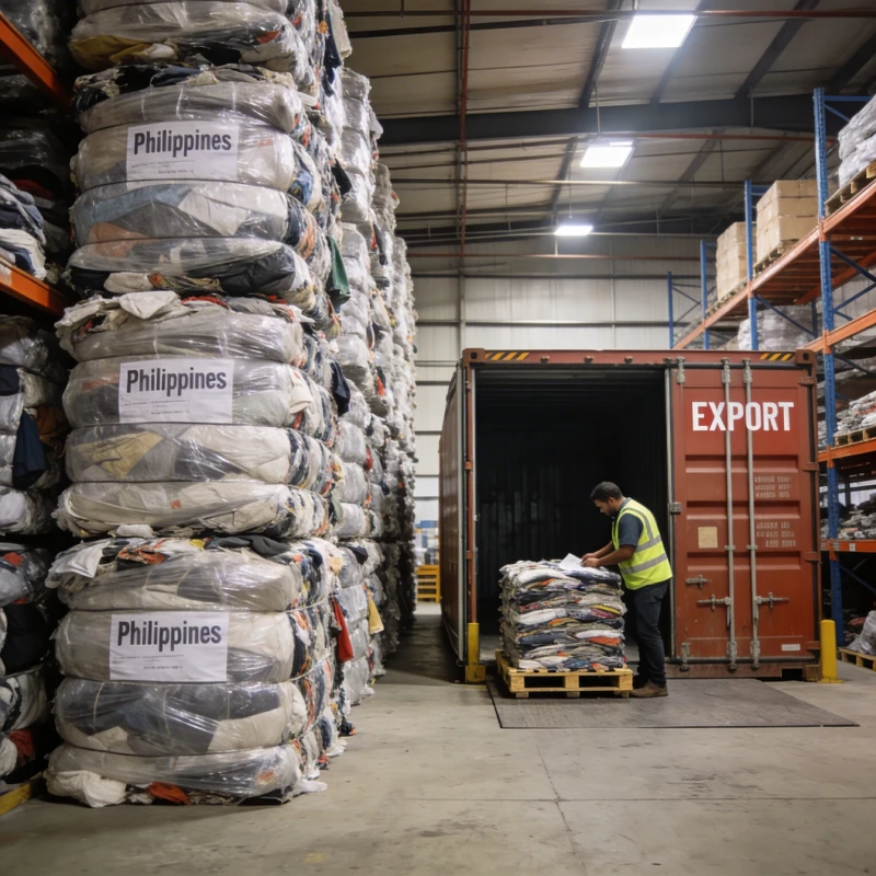 used clothing bale loading