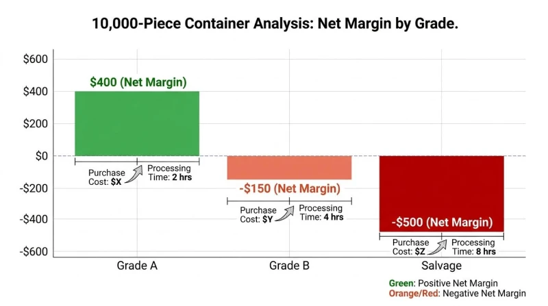 10,000 Piece Container Analysis Net Margin by Grade