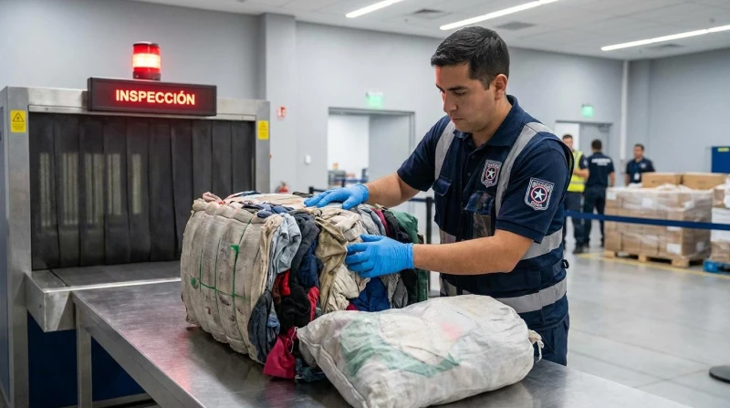 UK customs inspection of textile shipments — documentation and sorting records determine waste vs non-waste classification under 2026 export rules