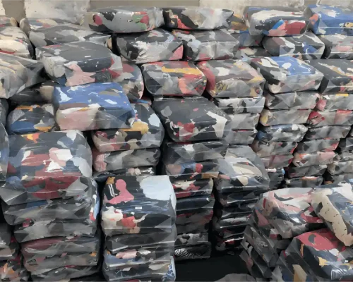 Bales of rags stocked in a factory