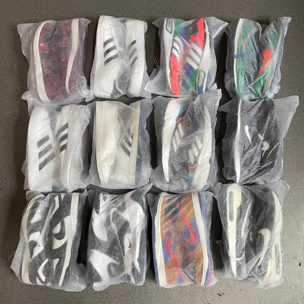 individually-wrapped secondhand used branded shoes